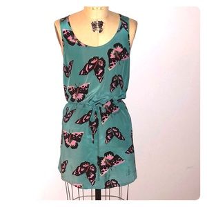 Silk Butterfly Print Tank Dress